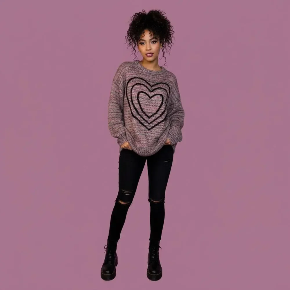 Heart Patterned Sweater